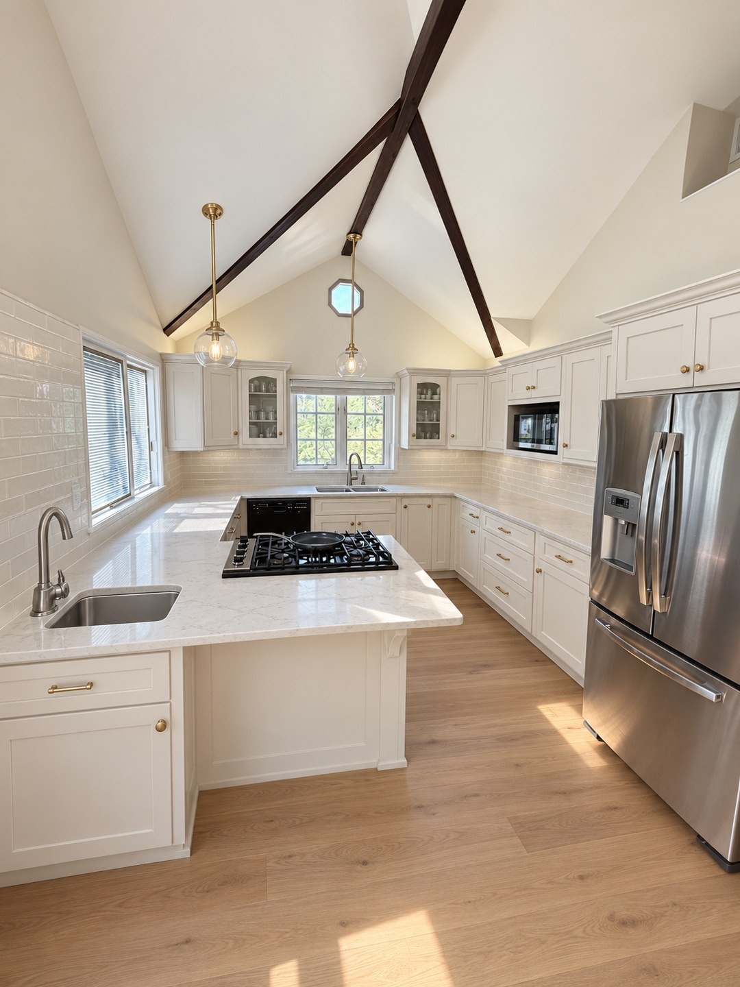 Proposed white kitchen finishes in the same room