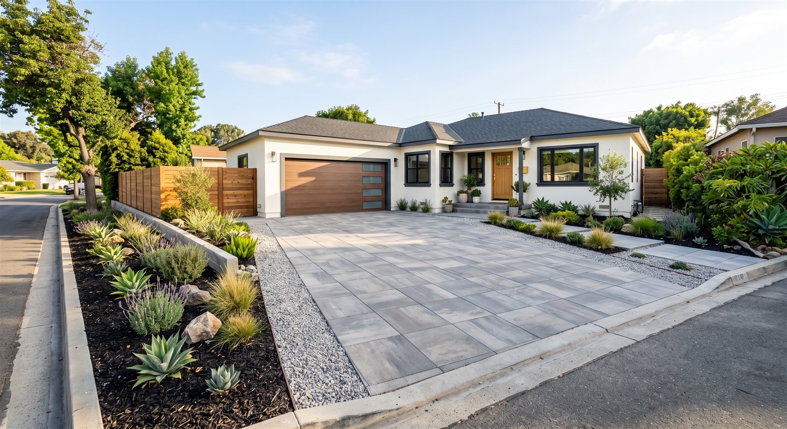 A new driveway and front-yard pavers